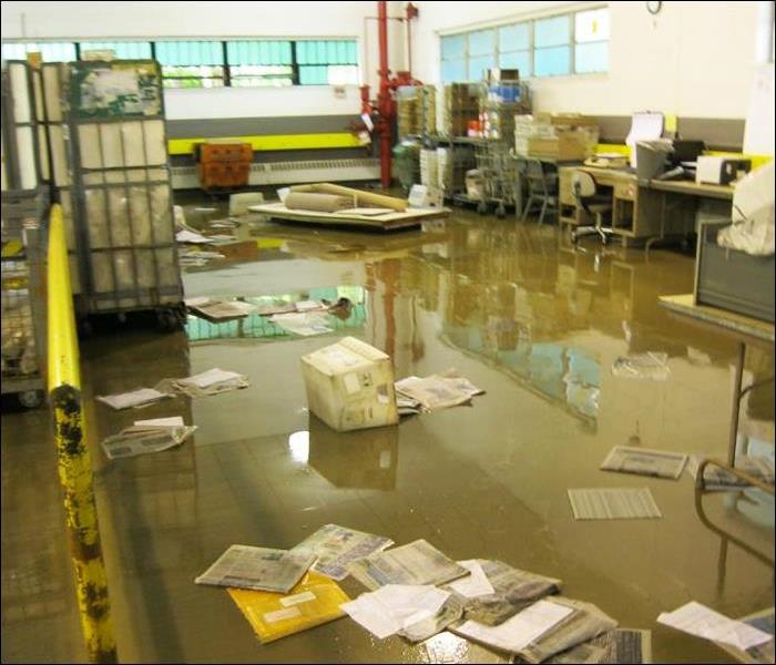 storage room with water covering the floor